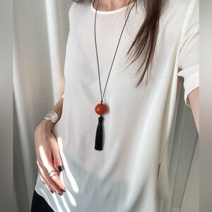 Tassel Pendant Necklace - julietta eze Inspired Minimalist cord Necklace